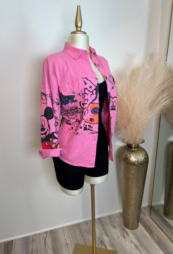 Mickey denim blouse (pink)