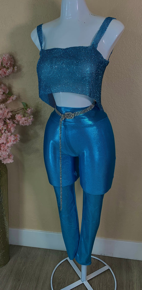 Metallic leggings (blue)