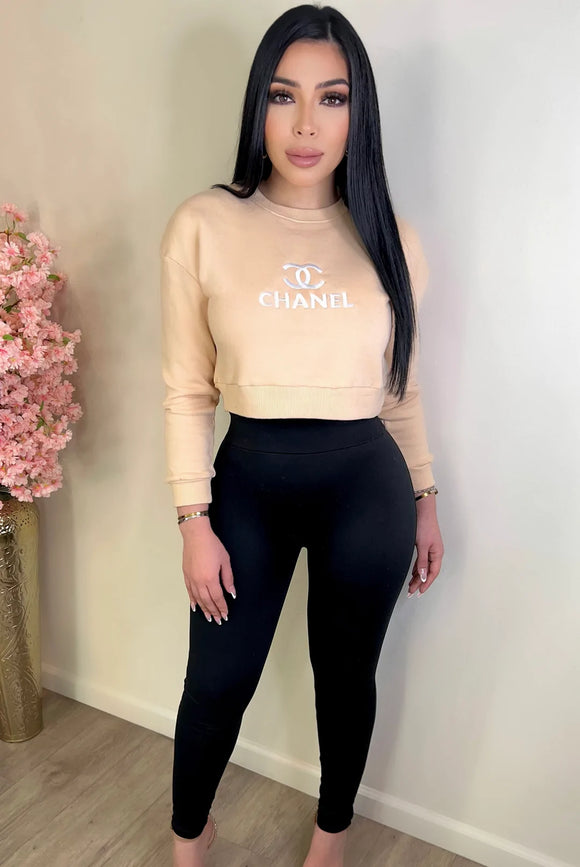 Cici Crop Sweater (Nude)